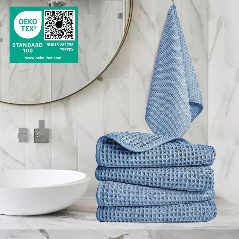 Polyte 430 GSM Microfiber Lint Free Hand Towel, 16 x 30 in, 4 Pack (Waffle Weave) - Image 2